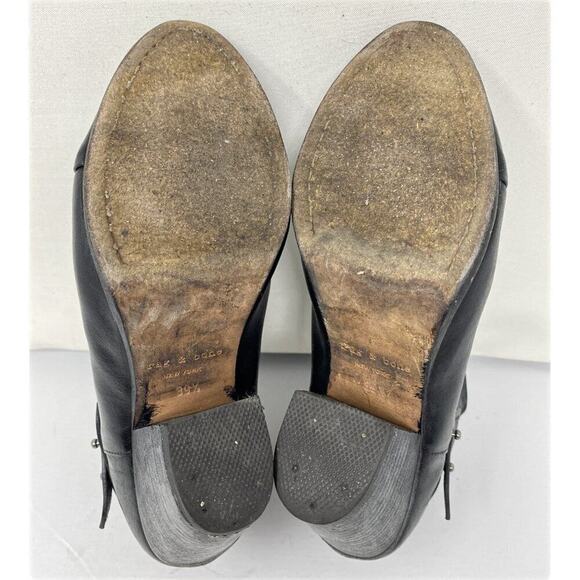 Rag and Bone Boots Black Leather Harrow Western Block Heel Ankle Boots - Picture 6 of 7